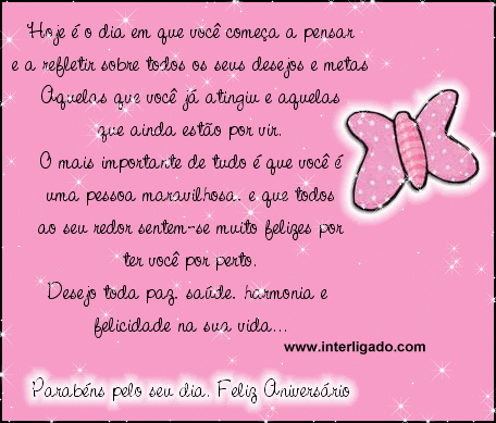 Mensagem de Aniversário borboleta rosa